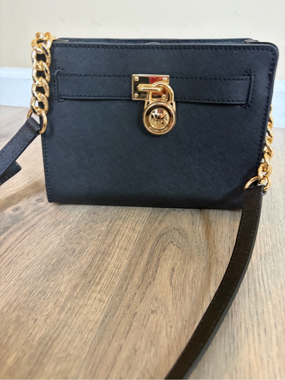 Michael Kors Black Crossbody Bag with Gold Hardware
